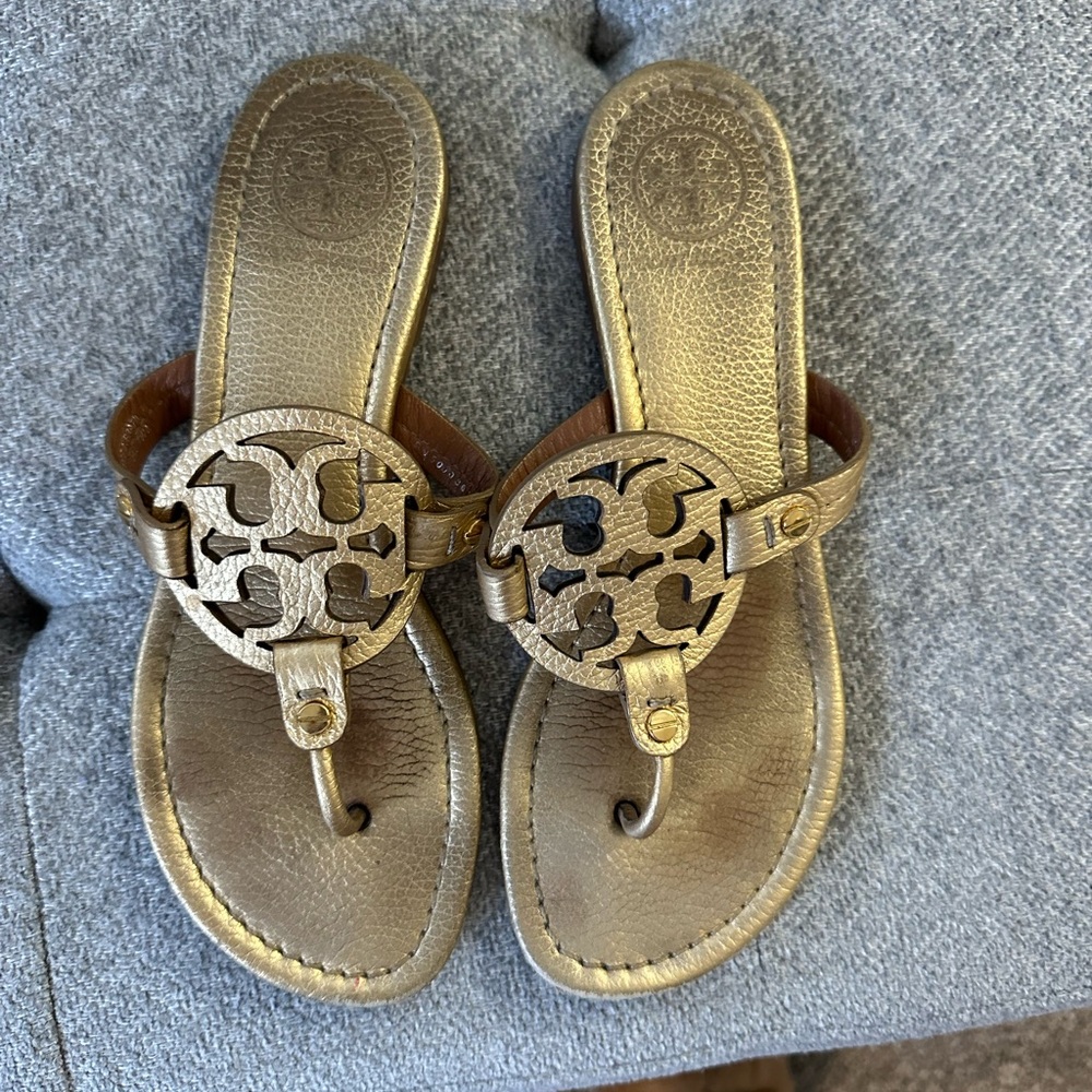 Tory Burch Metallic Gold Thong Sandals